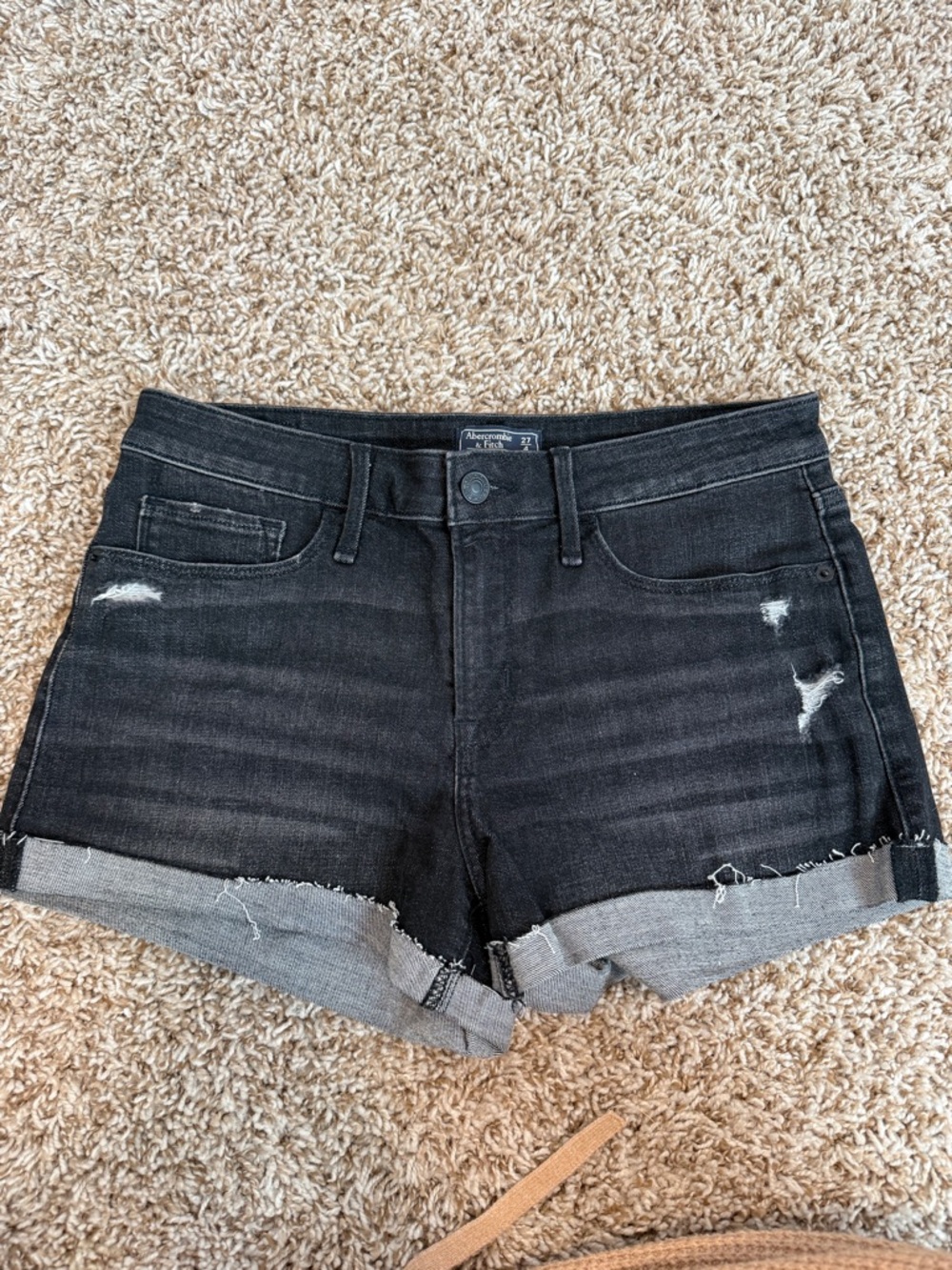Abercrombie & Fitch Black Distressed Denim Cutoff Shorts